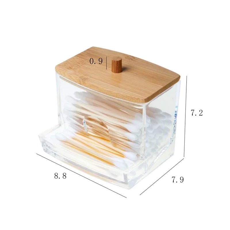Bamboo Cotton Swab Holder