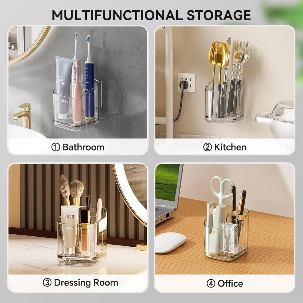 Clear Wall-Mounted Toothbrush