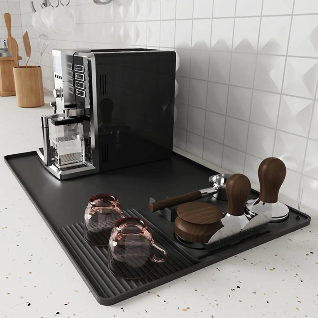 3-In-1 Silicone Coffee Mat Multi-Functional Non-Slip Bar Mat for Countertops for Mess-Free Coffee Station Setup Essential Coffee