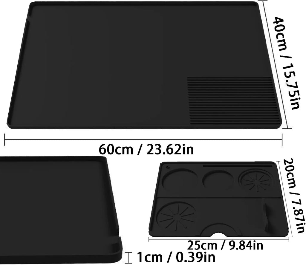 3-In-1 Silicone Coffee Mat Multi-Functional Non-Slip Bar Mat for Countertops for Mess-Free Coffee Station Setup Essential Coffee
