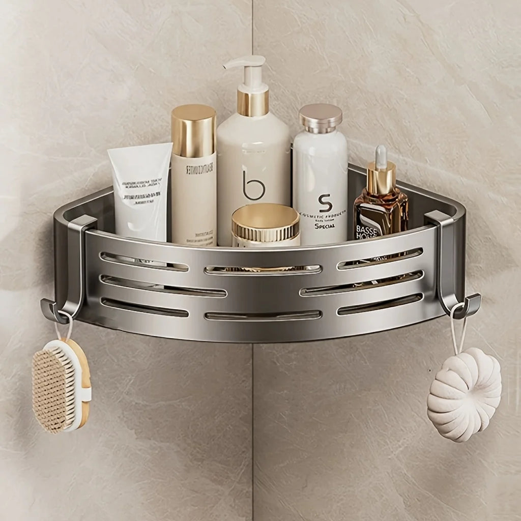 Modern Bathroom Corner Organizer Rack Self Adhesive Shower Shelf For Cosmetics Toiletries Storage Valentines Day Gift Home Decor