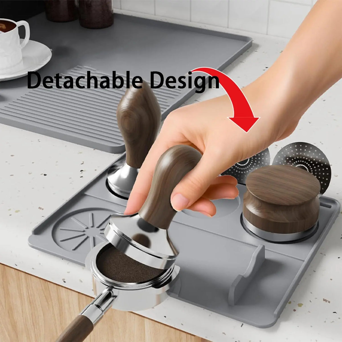 3-In-1 Silicone Coffee Mat Multi-Functional Non-Slip Bar Mat for Countertops for Mess-Free Coffee Station Setup Essential Coffee
