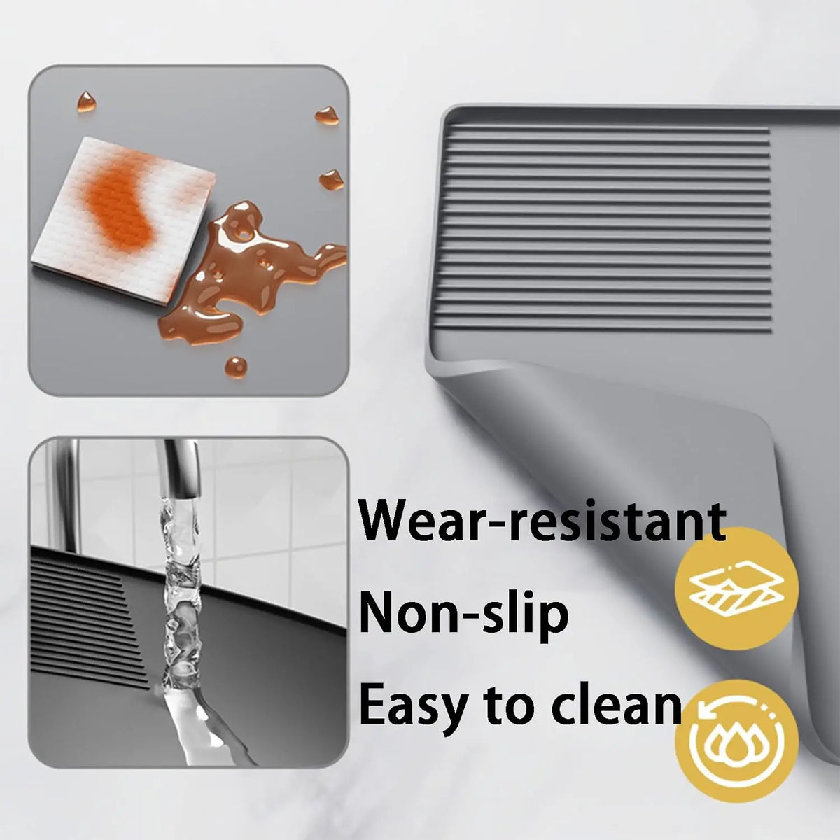 3-In-1 Silicone Coffee Mat Multi-Functional Non-Slip Bar Mat for Countertops for Mess-Free Coffee Station Setup Essential Coffee