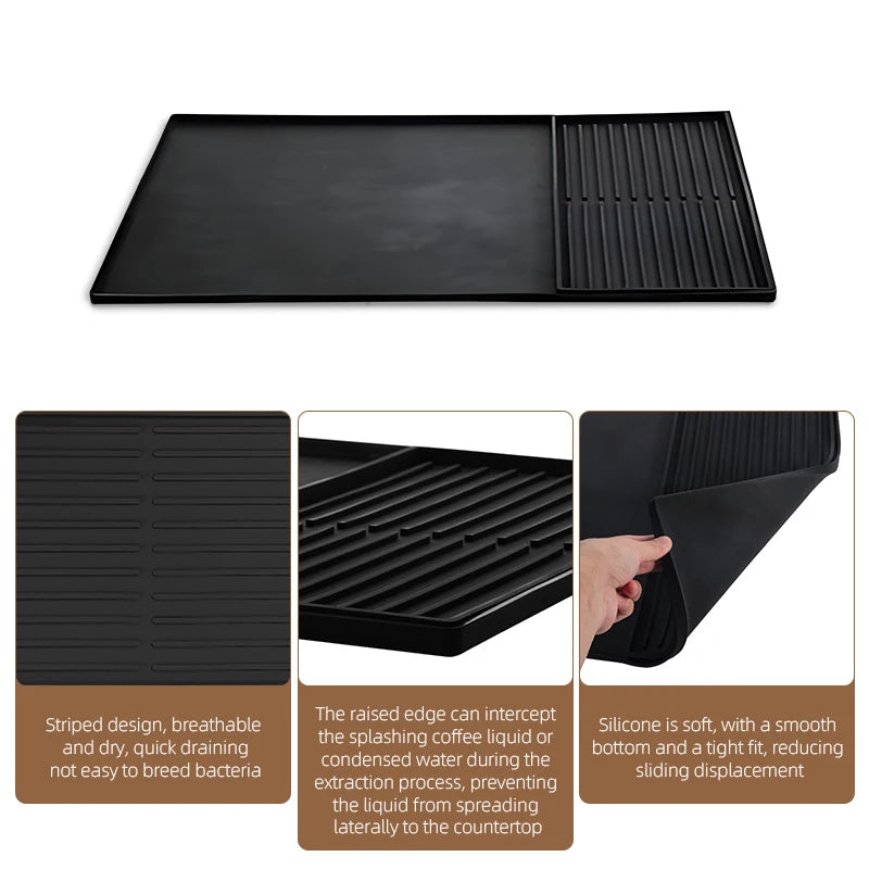 2 In 1 Coffee Machine Silicone Mat Tray Bar Fruits and Vegetables Drain Pad Coffee Powder Pad Insulation Protection Pad