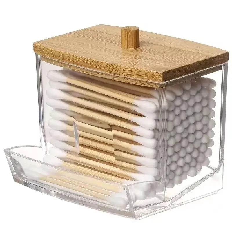 Bamboo Cotton Swab Holder