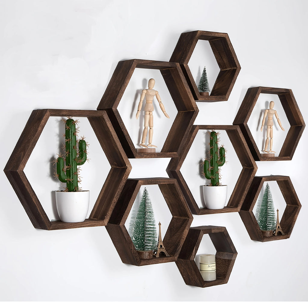 Hexagon Floating Wall Shelf, Hexagon Storage Rack - For Home Decoration Lovers - Perfect Gift - Suitable for Bathroom, Bedroom