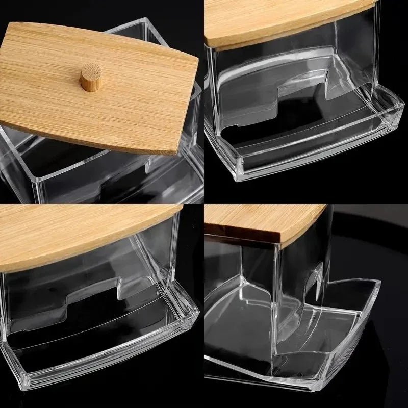 Bamboo Cotton Swab Holder