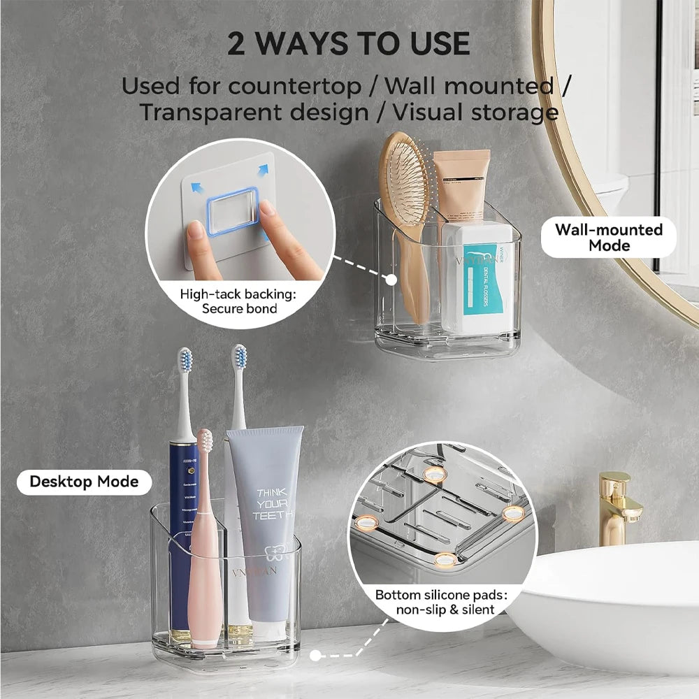 Clear Wall-Mounted Toothbrush