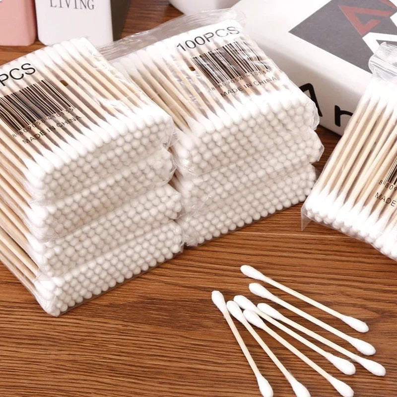 Bamboo Cotton Swab Holder