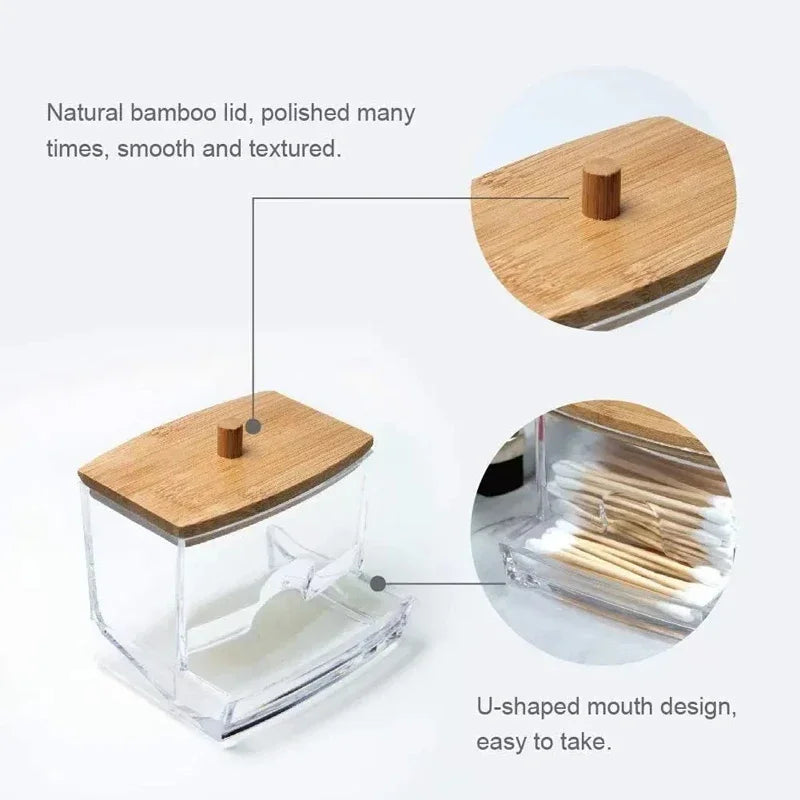 Bamboo Cotton Swab Holder