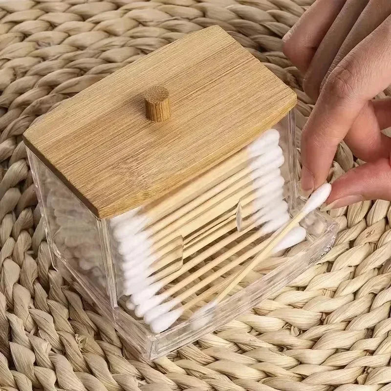 Bamboo Cotton Swab Holder